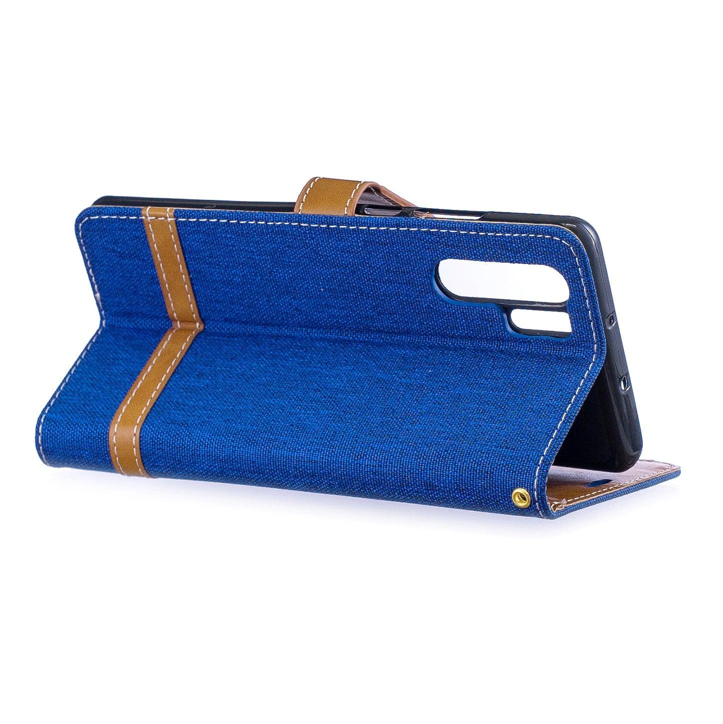 Two-tone Jean Cloth PU Leather Flip Case for Huawei P30 Pro