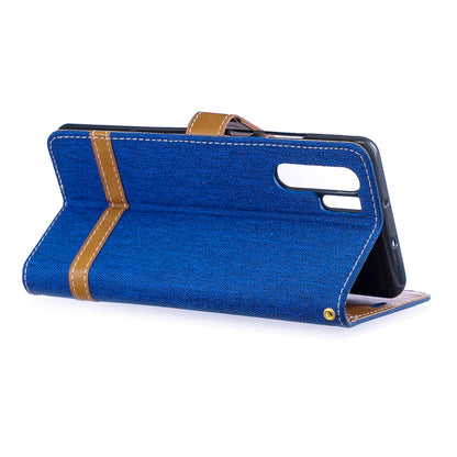 Two-tone Jean Cloth PU Leather Flip Case for Huawei P30 Pro