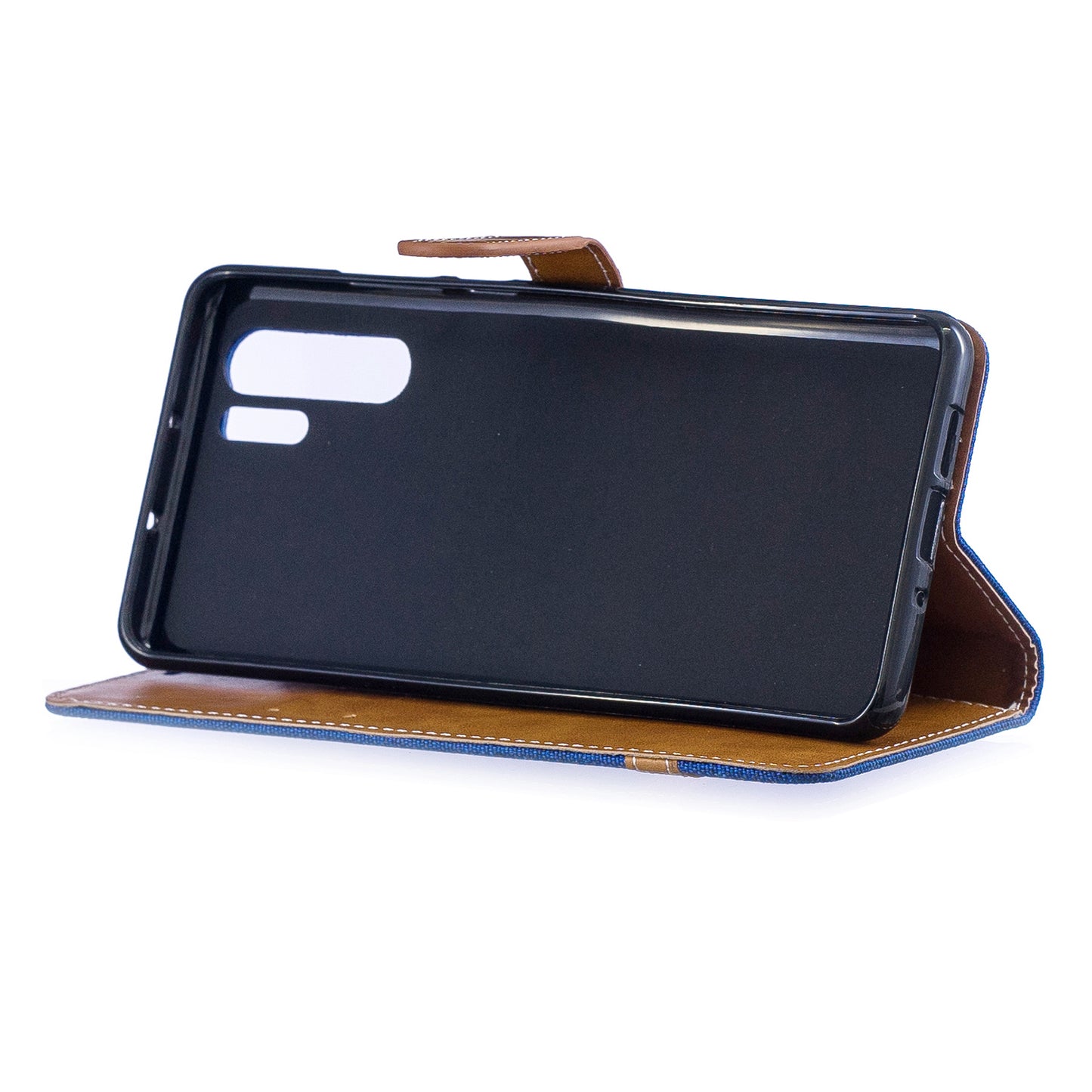 Two-tone Jean Cloth PU Leather Flip Case for Huawei P30 Pro