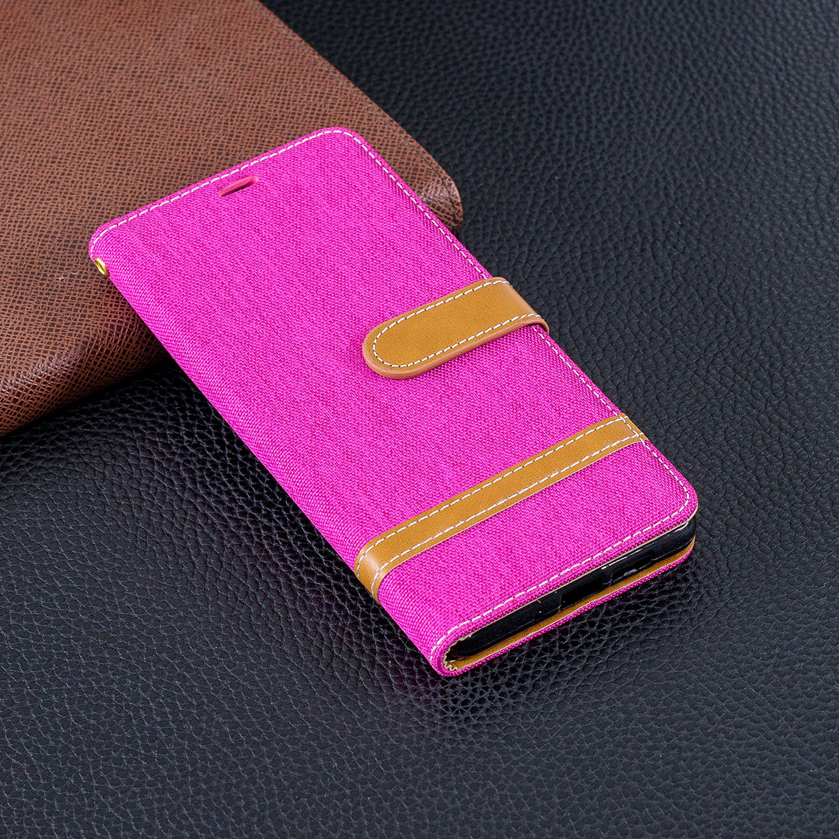 Two-tone Jean Cloth PU Leather Flip Case for Huawei P30 Pro