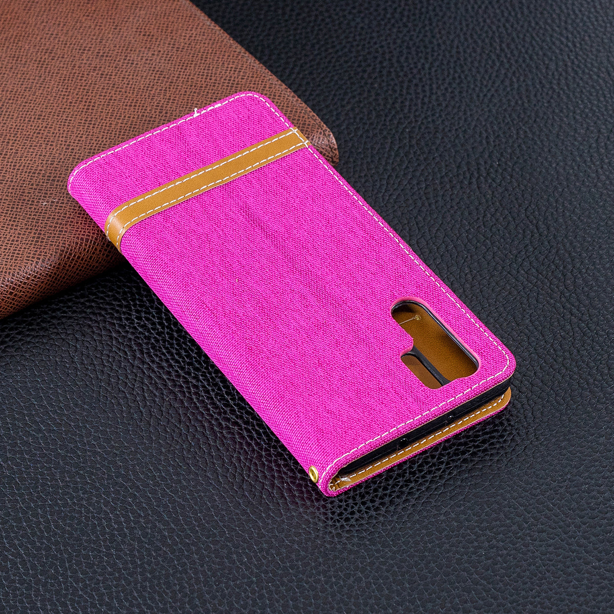 Two-tone Jean Cloth PU Leather Flip Case for Huawei P30 Pro