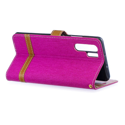Two-tone Jean Cloth PU Leather Flip Case for Huawei P30 Pro