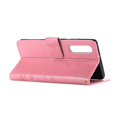 For Huawei P30 Imprint Butterfly Flower Leather Wallet Case with Strap