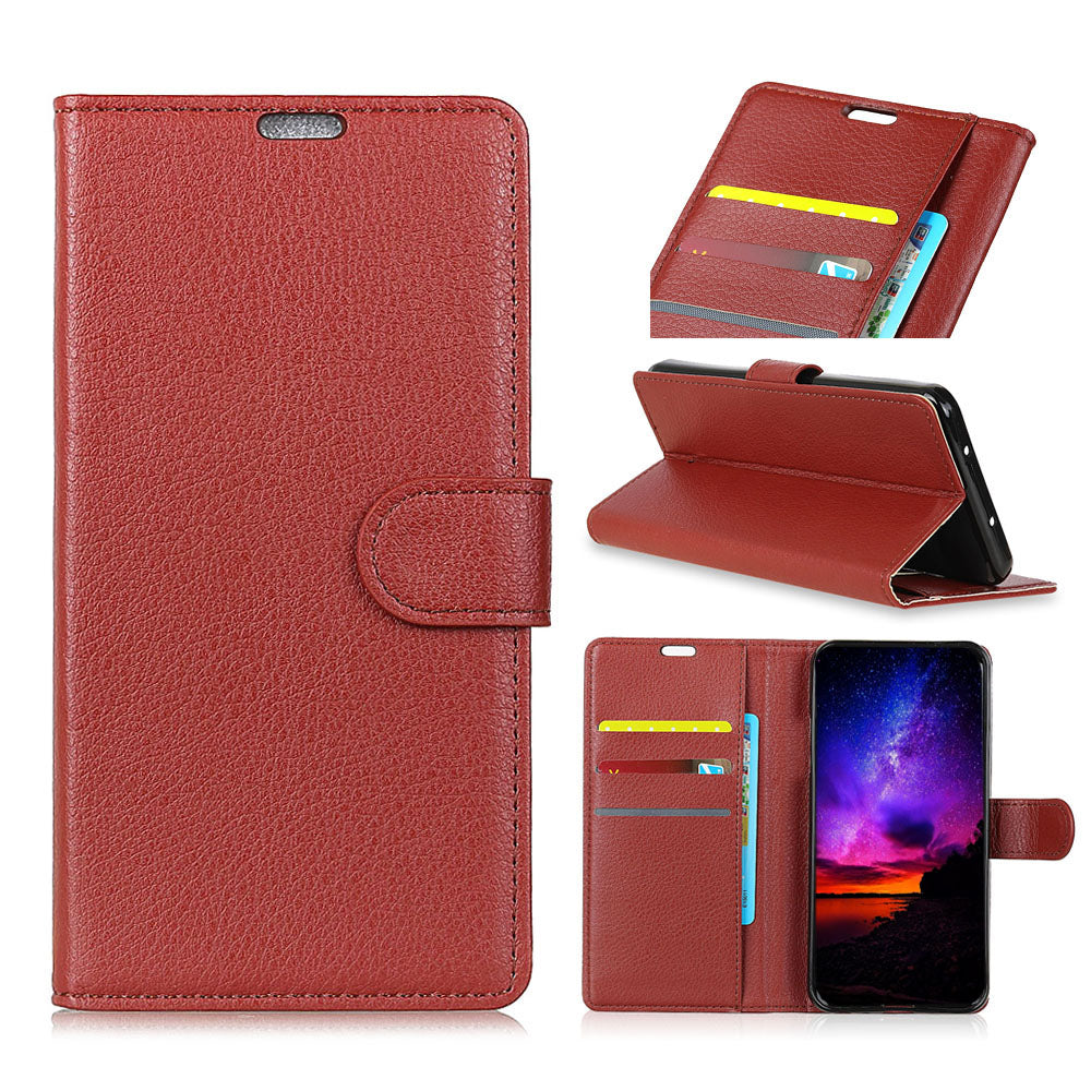 For Huawei P30 Lite Shockproof Phone Bag Covering Litchi Skin Wallet Leather Stand Case