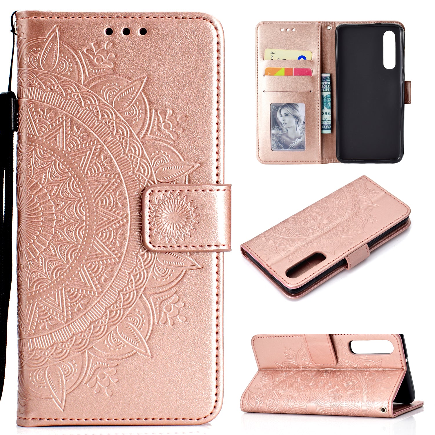For Huawei P30 Mobile Case Mandala Flower Wallet PU Leather Case