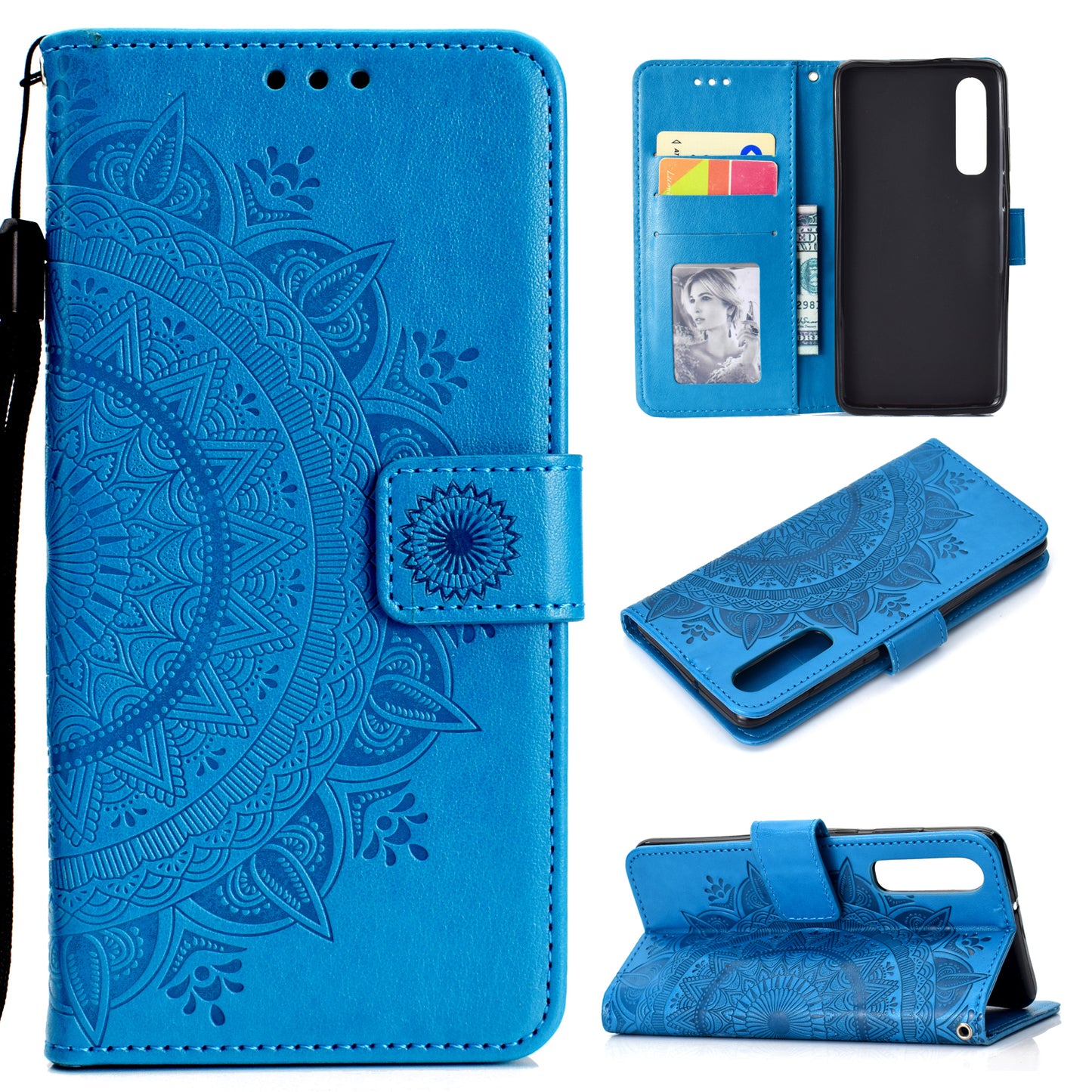 For Huawei P30 Mobile Case Mandala Flower Wallet PU Leather Case
