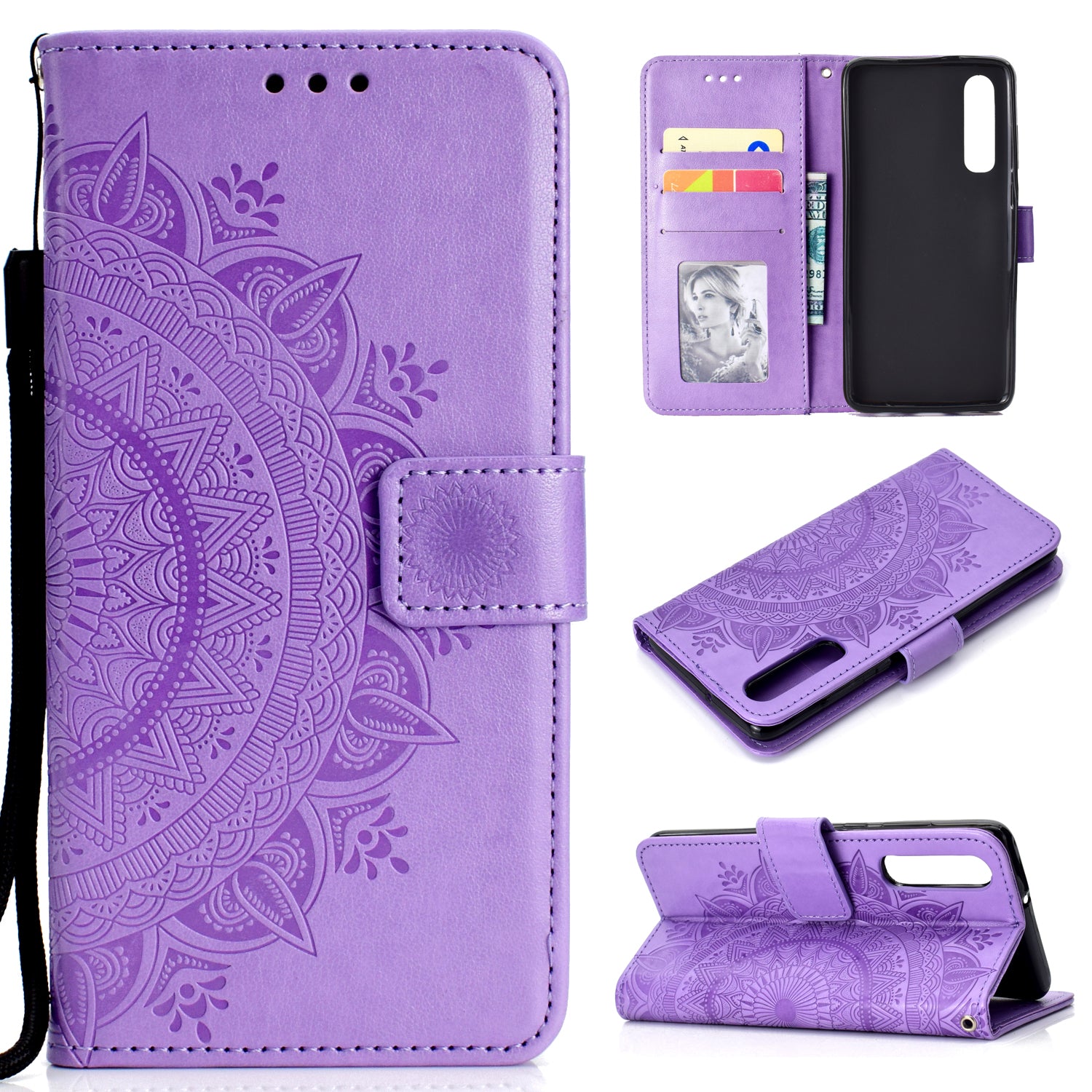 For Huawei P30 Mobile Case Mandala Flower Wallet PU Leather Case