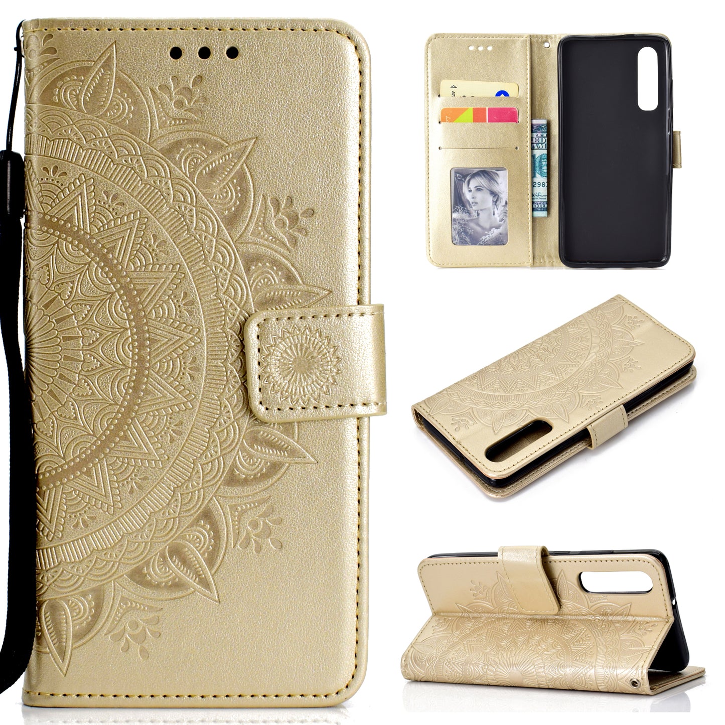 For Huawei P30 Mobile Case Mandala Flower Wallet PU Leather Case