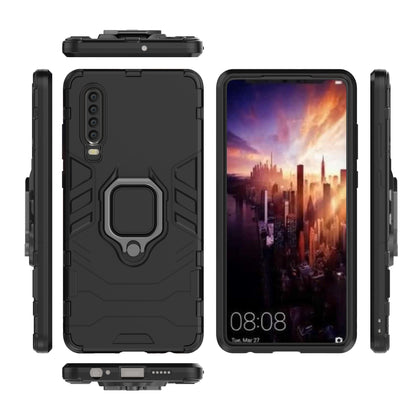 For Huawei P30 Finger Ring Kickstand PC + TPU Hybrid Mobile Phone Case
