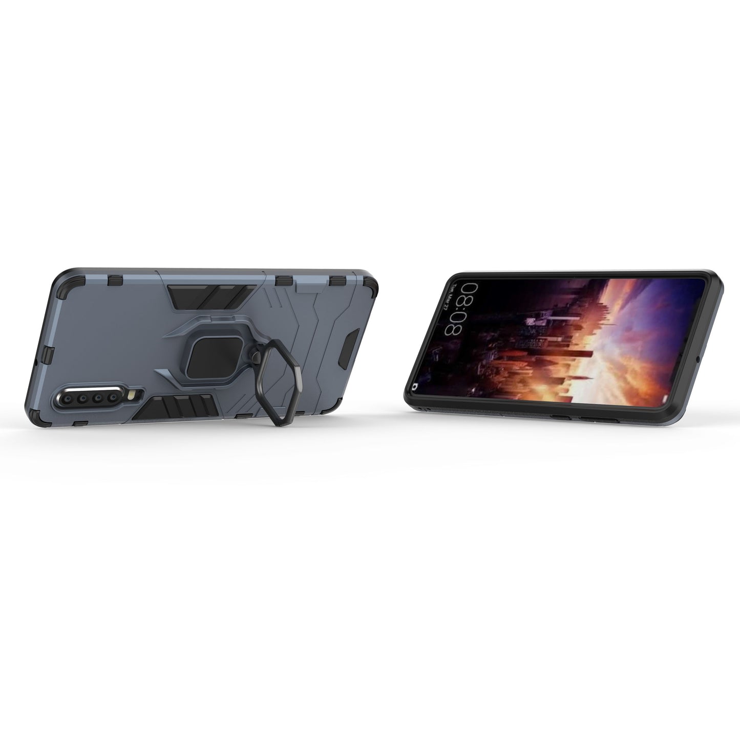For Huawei P30 Finger Ring Kickstand PC + TPU Hybrid Mobile Phone Case