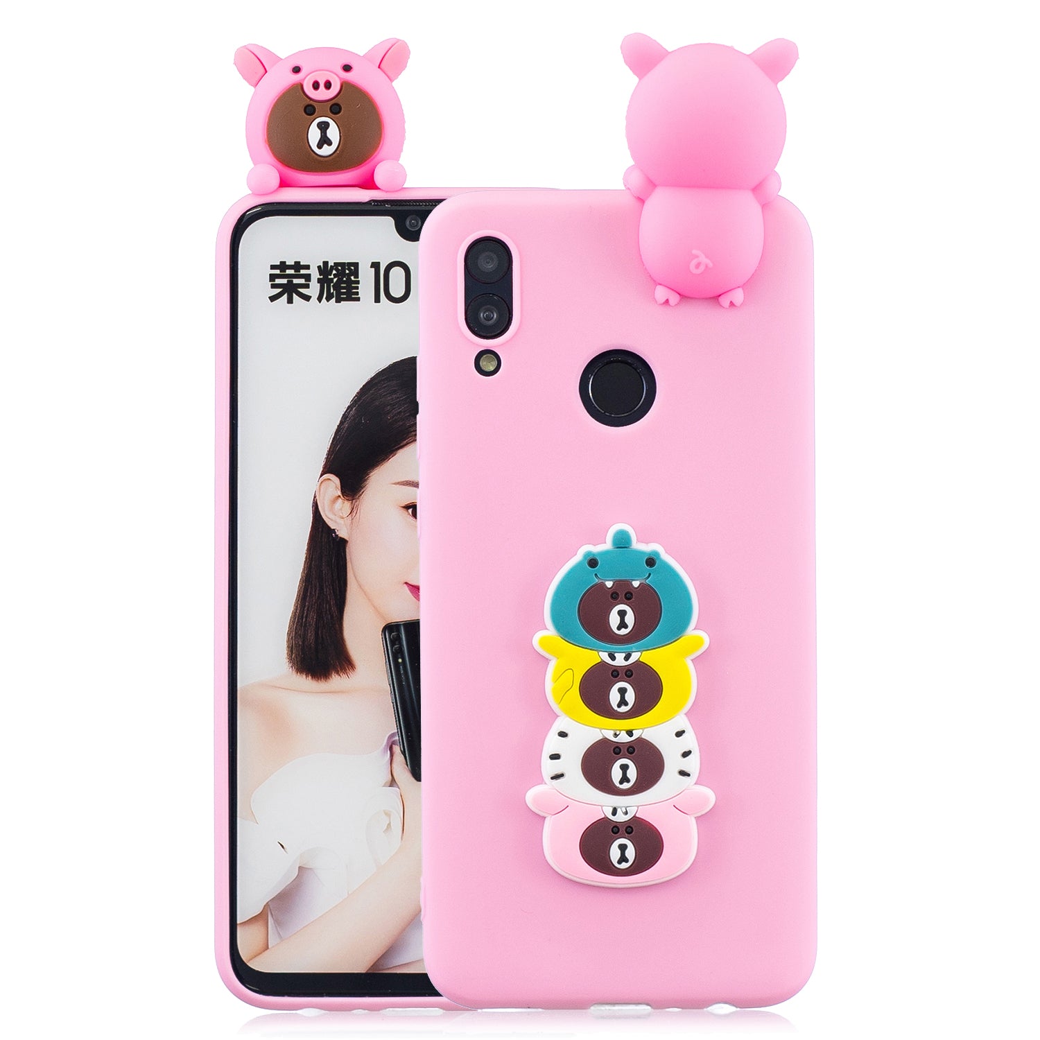 [3D Cute Doll] [Pattern Printing] TPU Gel Case for Huawei Honor 10 Lite / P Smart (2019)