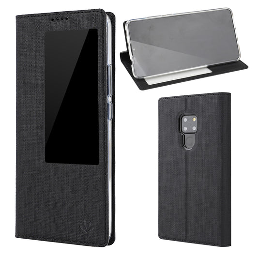 VILI DMX Window View Cross Texture Leather Stand Case for Huawei Mate 20 X