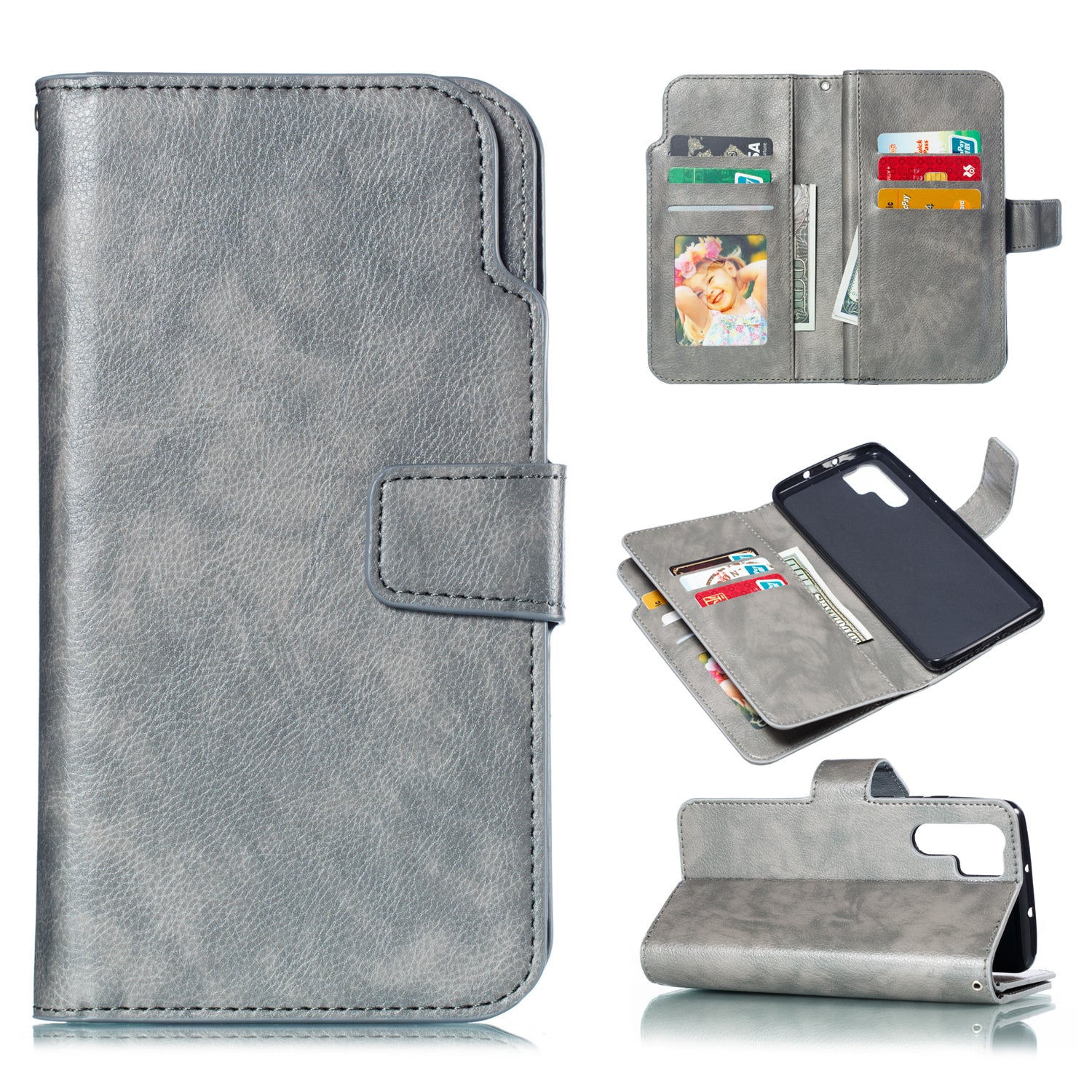 [9 Card Slots] Crazy Horse Leather Wallet Case for Huawei P30 Pro