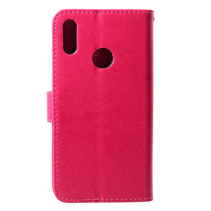 For Huawei Y7 (2019) Imprint Butterfly Flower Leather Phone Case [Wallet Stand]