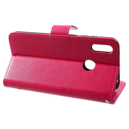 For Huawei Y7 (2019) Imprint Butterfly Flower Leather Phone Case [Wallet Stand]