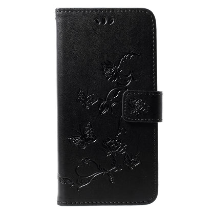 For Huawei Y7 (2019) Imprint Butterfly Flower Leather Phone Case [Wallet Stand]