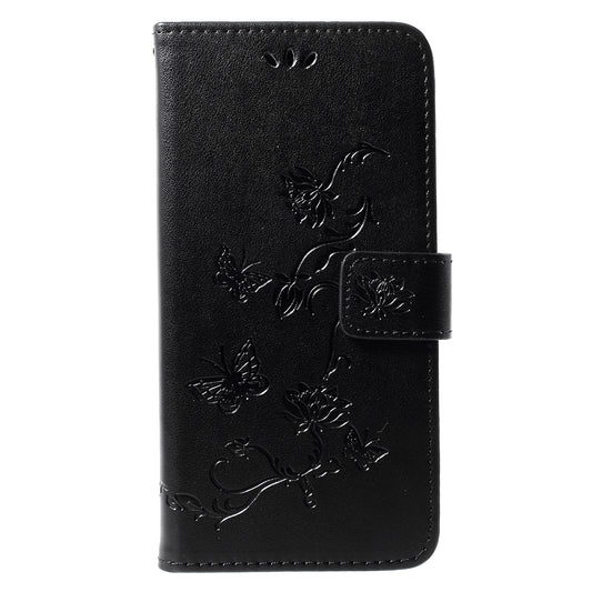 For Huawei Y7 (2019) Imprint Butterfly Flower Leather Phone Case [Wallet Stand]