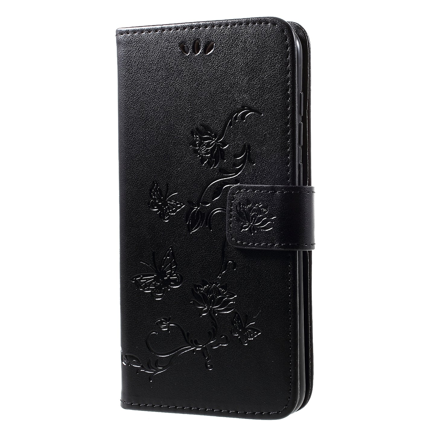 For Huawei Y7 (2019) Imprint Butterfly Flower Leather Phone Case [Wallet Stand]