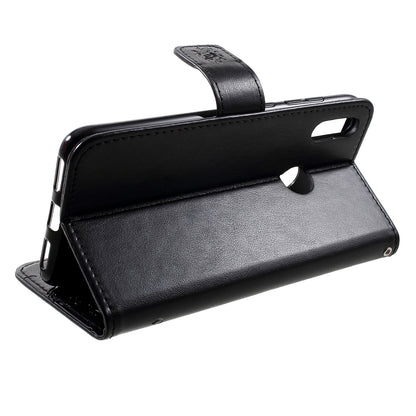 For Huawei Y7 (2019) Imprint Butterfly Flower Leather Phone Case [Wallet Stand]