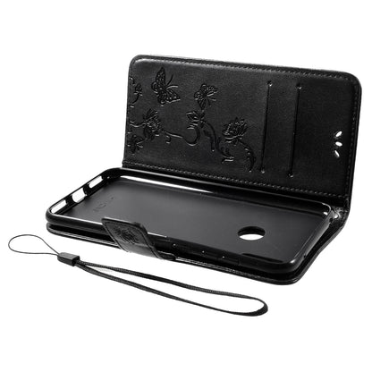 For Huawei Y7 (2019) Imprint Butterfly Flower Leather Phone Case [Wallet Stand]