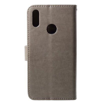 For Huawei Y7 (2019) Imprint Butterfly Flower Leather Phone Case [Wallet Stand]