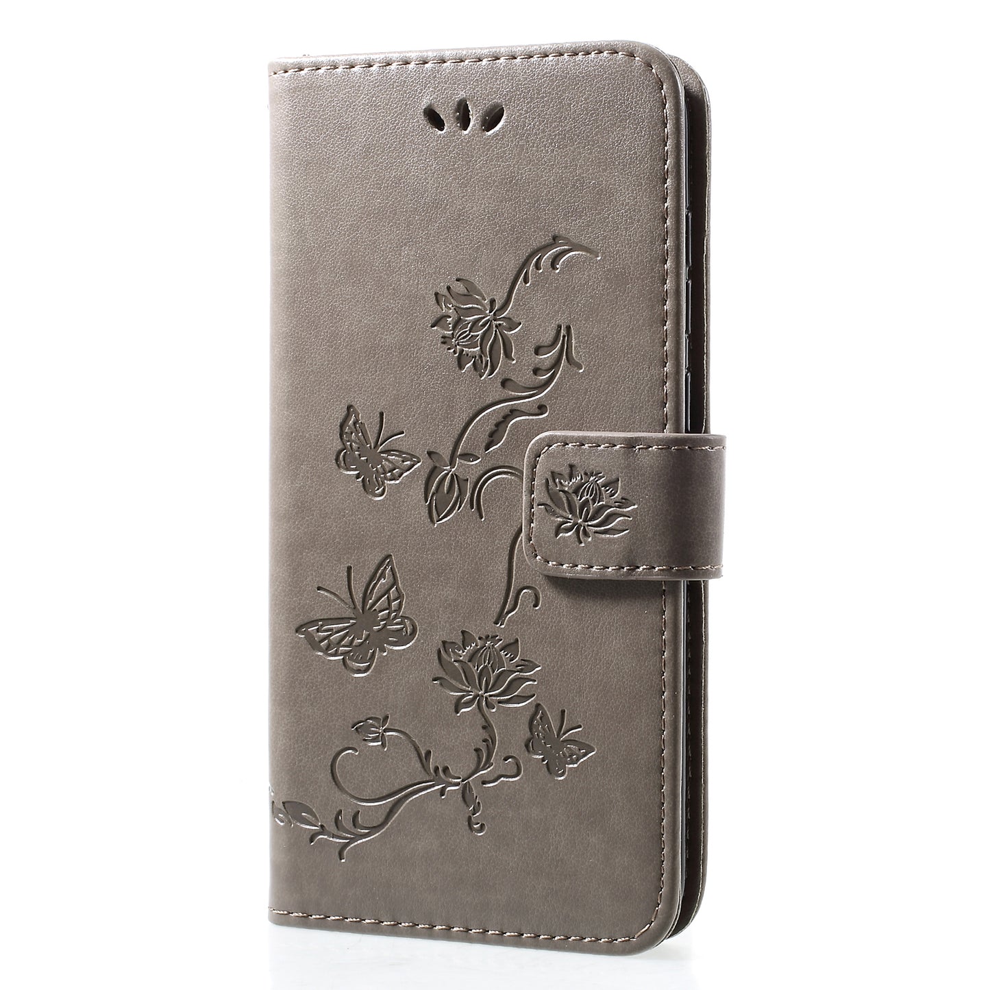 For Huawei Y7 (2019) Imprint Butterfly Flower Leather Phone Case [Wallet Stand]