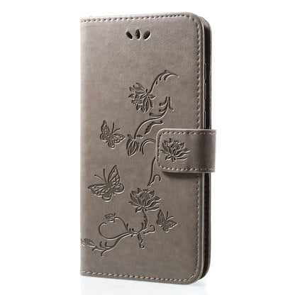 For Huawei Y7 (2019) Imprint Butterfly Flower Leather Phone Case [Wallet Stand]