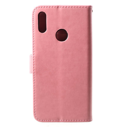For Huawei Y7 (2019) Imprint Butterfly Flower Leather Phone Case [Wallet Stand]