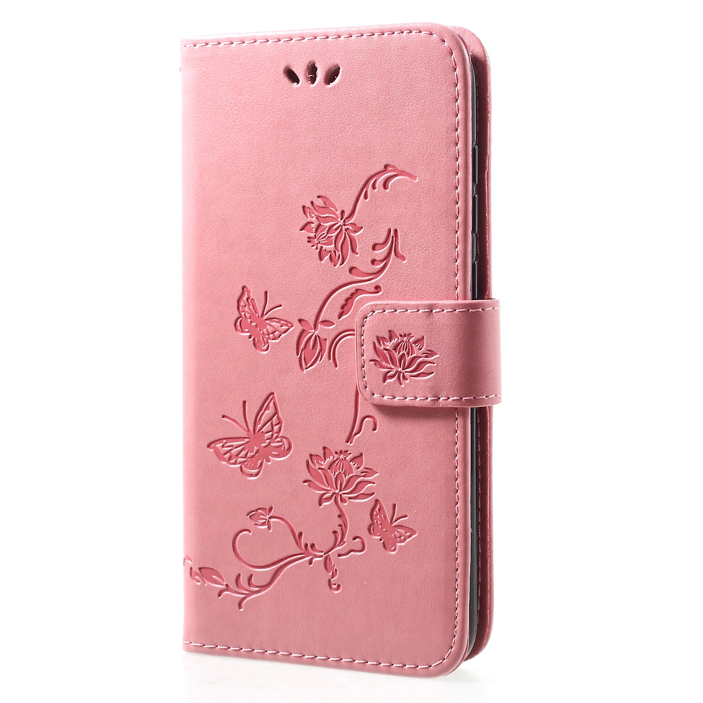 For Huawei Y7 (2019) Imprint Butterfly Flower Leather Phone Case [Wallet Stand]