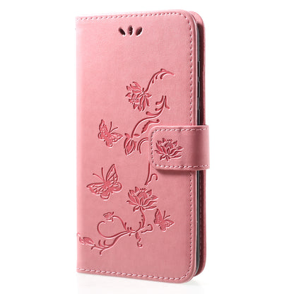 For Huawei Y7 (2019) Imprint Butterfly Flower Leather Phone Case [Wallet Stand]