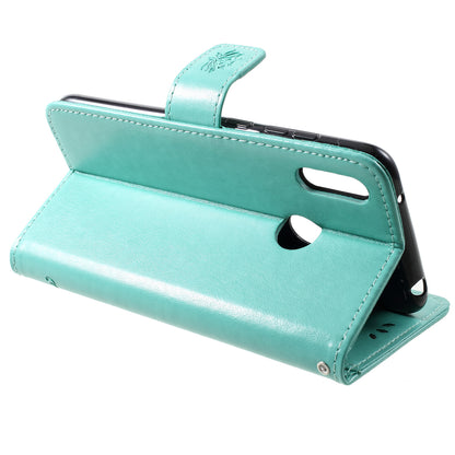 For Huawei Y7 (2019) Imprint Butterfly Flower Leather Phone Case [Wallet Stand]