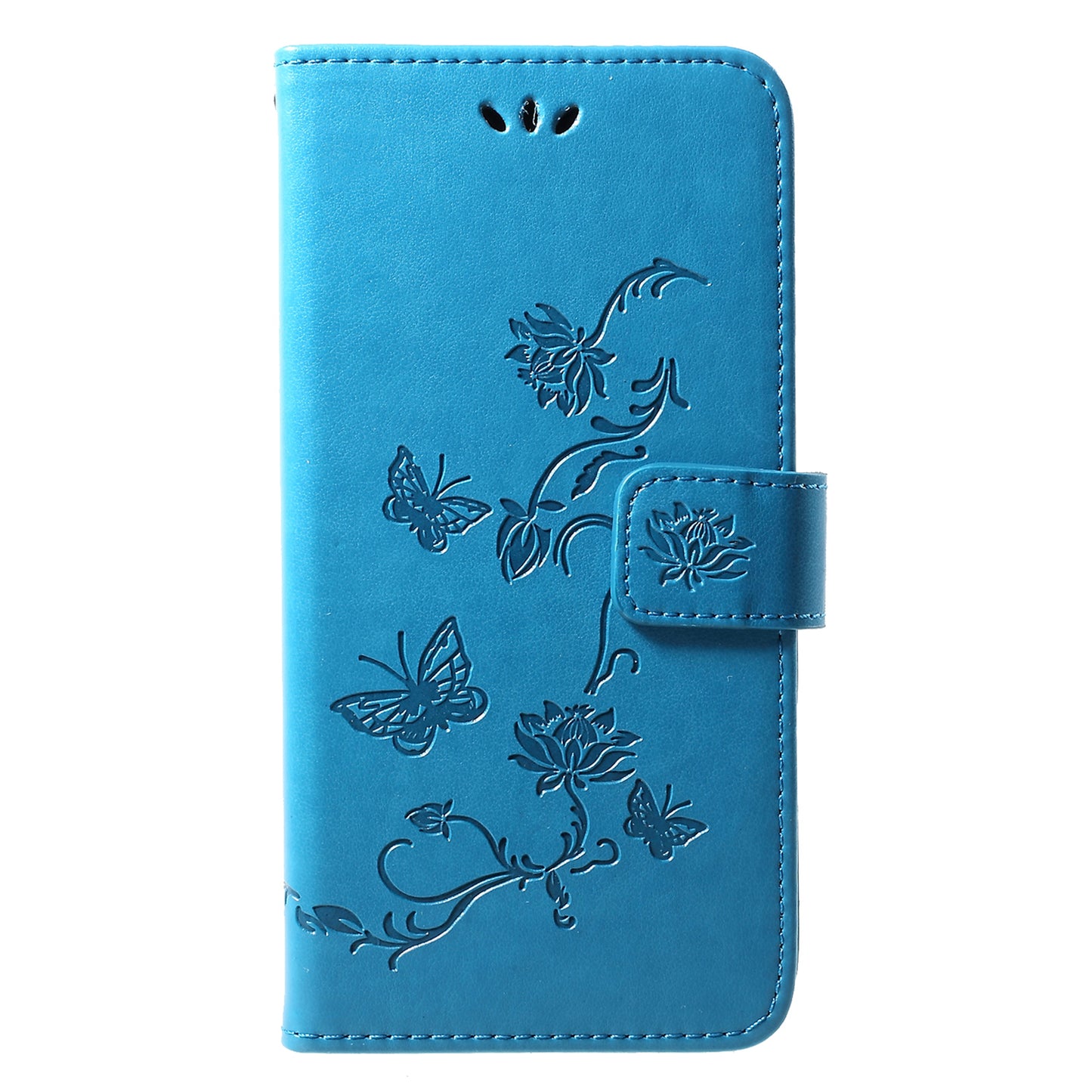For Huawei Y7 (2019) Imprint Butterfly Flower Leather Phone Case [Wallet Stand]