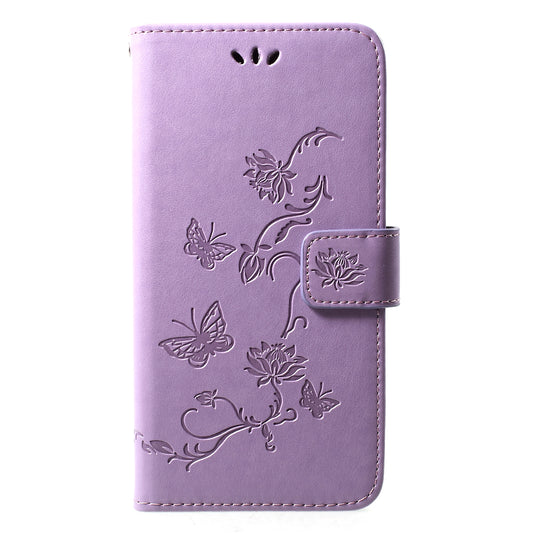 For Huawei Y7 (2019) Imprint Butterfly Flower Leather Phone Case [Wallet Stand]
