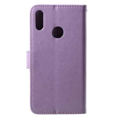 For Huawei Y7 (2019) Imprint Butterfly Flower Leather Phone Case [Wallet Stand]