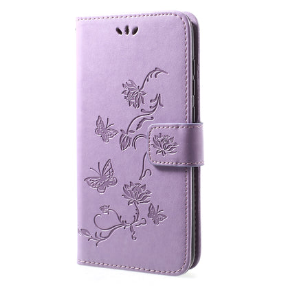 For Huawei Y7 (2019) Imprint Butterfly Flower Leather Phone Case [Wallet Stand]