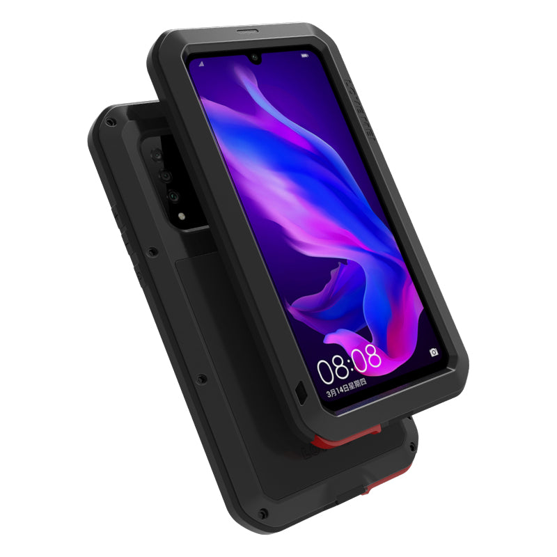 LOVE MEI Shockproof Dropproof Dustproof Metal + Silicone + Tempered Glass Case for Huawei P30 Lite New Edition/P30 Lite/nova 4e
