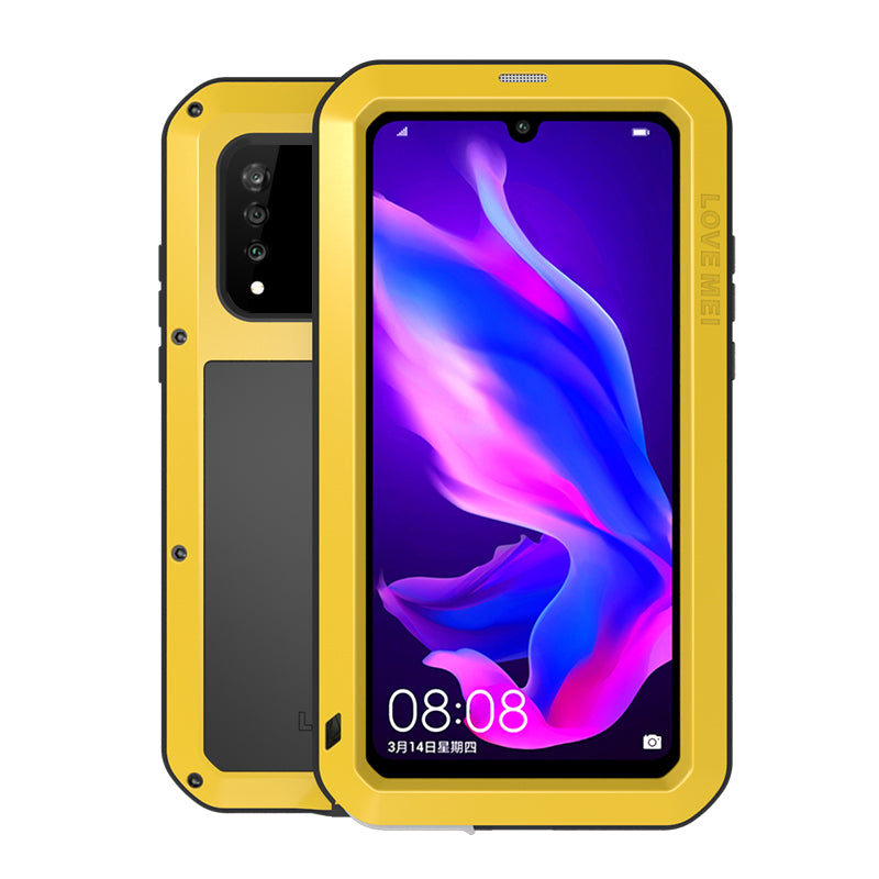 LOVE MEI Shockproof Dropproof Dustproof Metal + Silicone + Tempered Glass Case for Huawei P30 Lite New Edition/P30 Lite/nova 4e