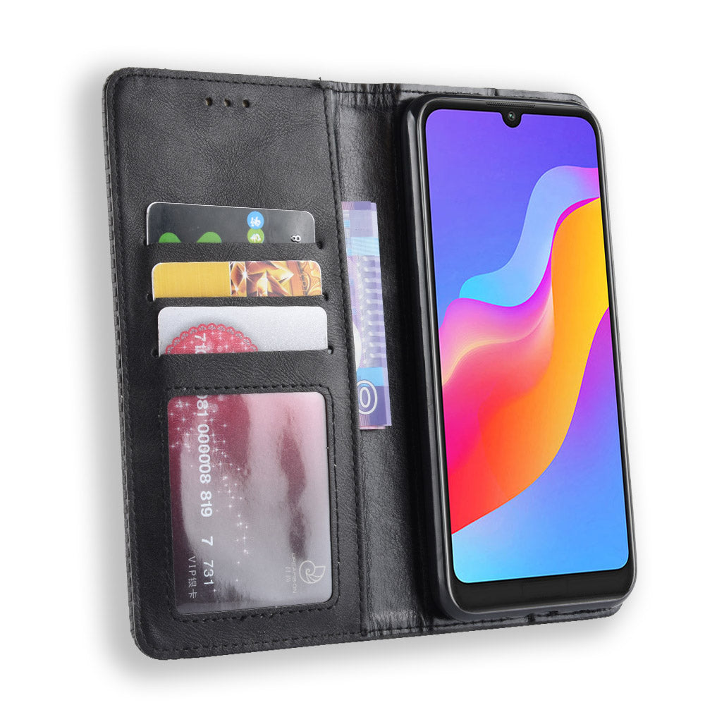 Vintage Style Auto-absorbed PU Leather Cell Phone Case Accessory for Huawei Honor 8A Pro