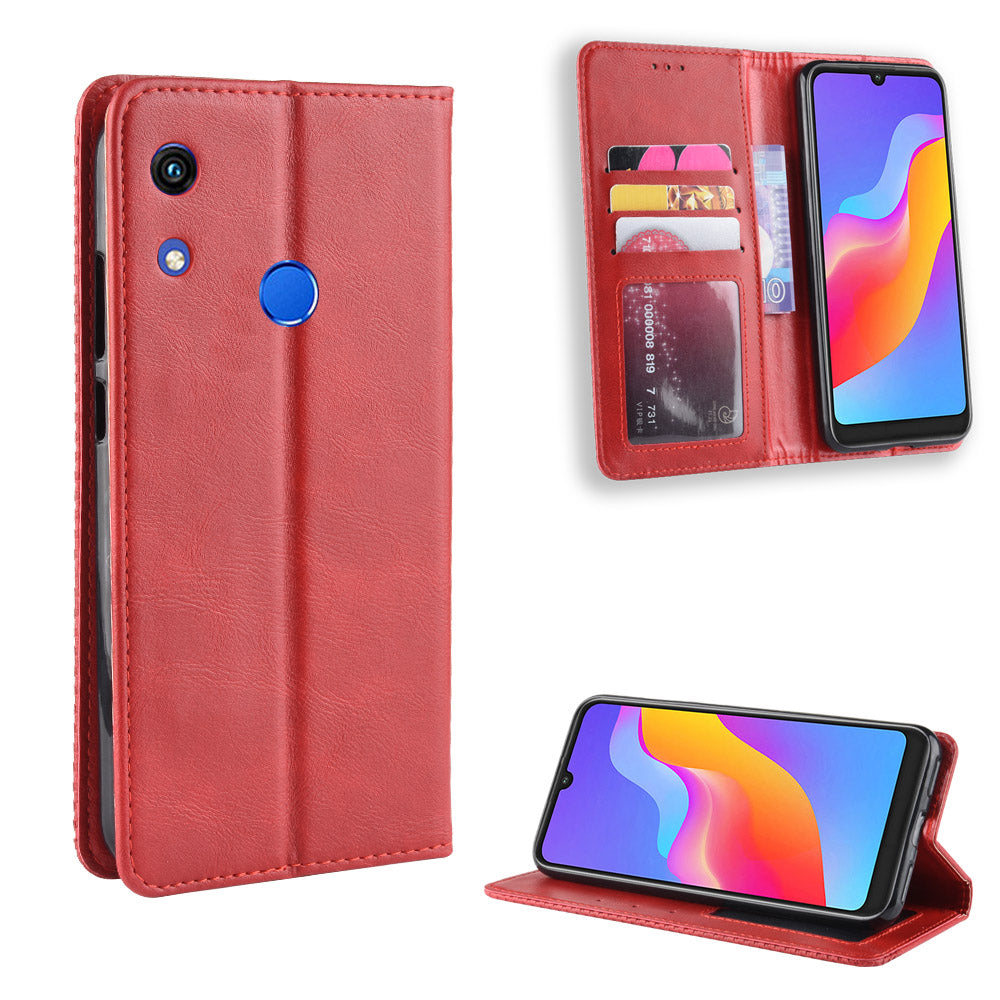 Vintage Style Auto-absorbed PU Leather Cell Phone Case Accessory for Huawei Honor 8A Pro