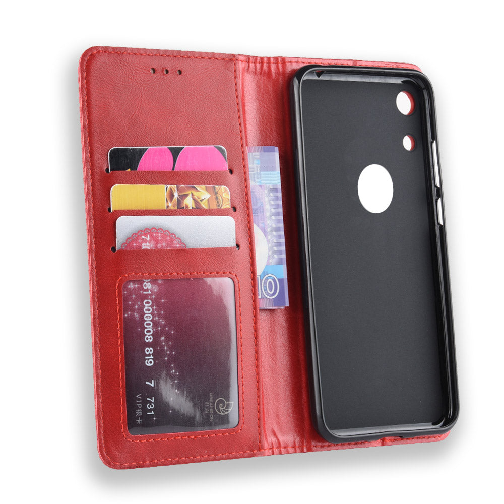 Vintage Style Auto-absorbed PU Leather Cell Phone Case Accessory for Huawei Honor 8A Pro