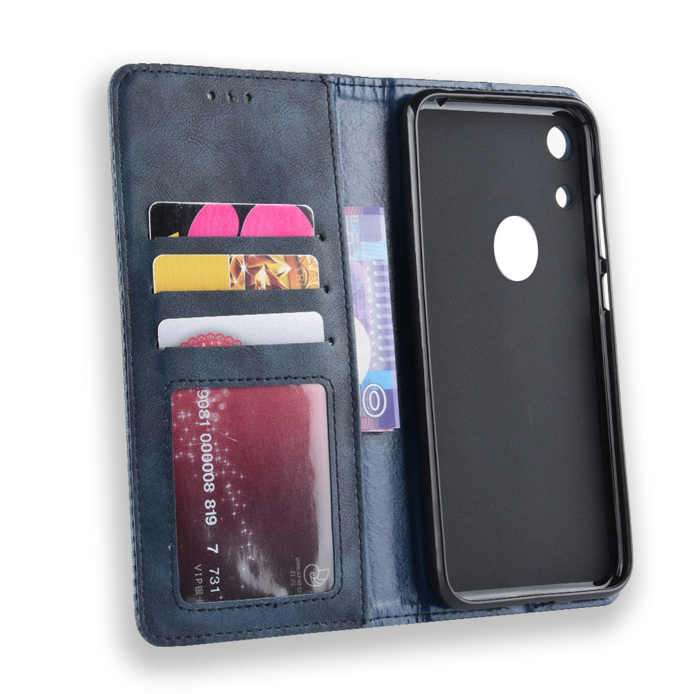 Vintage Style Auto-absorbed PU Leather Cell Phone Case Accessory for Huawei Honor 8A Pro