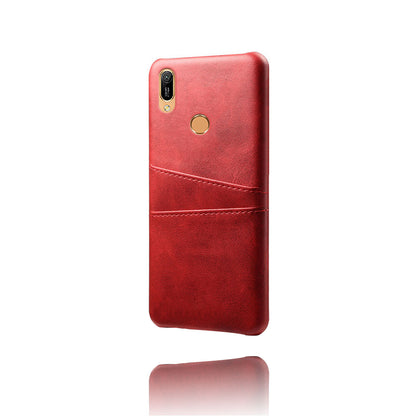 For Huawei Y6 (2019, with Fingerprint Sensor) / Y6 Prime (2019) PU Leather Coated PC Mobile Casing with Dual Card Slots