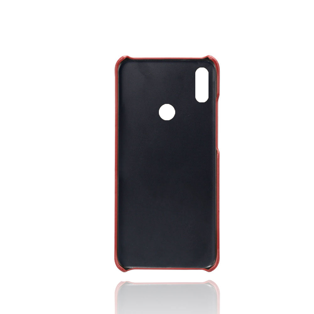 For Huawei Y6 (2019, with Fingerprint Sensor) / Y6 Prime (2019) PU Leather Coated PC Mobile Casing with Dual Card Slots