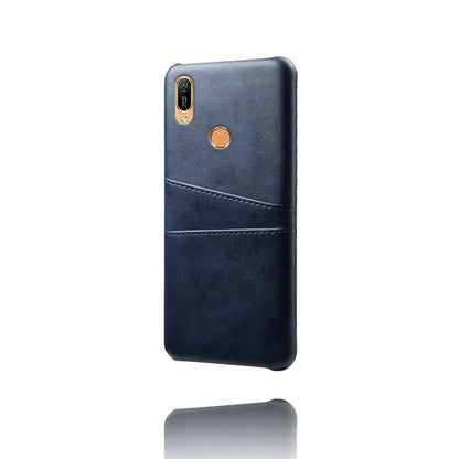 For Huawei Y6 (2019, with Fingerprint Sensor) / Y6 Prime (2019) PU Leather Coated PC Mobile Casing with Dual Card Slots