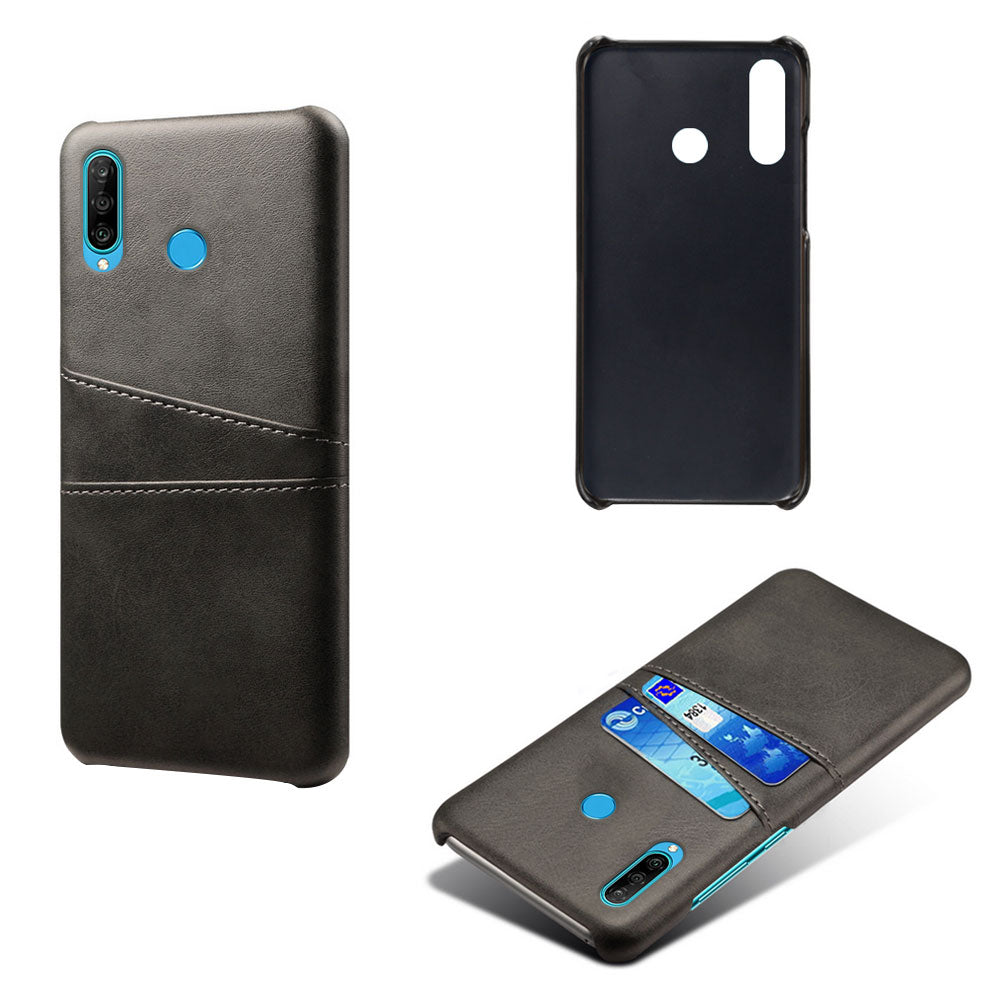 For Huawei P30 Lite / nova 4e PU Leather Coated PC Mobile Casing with Dual Card Slots