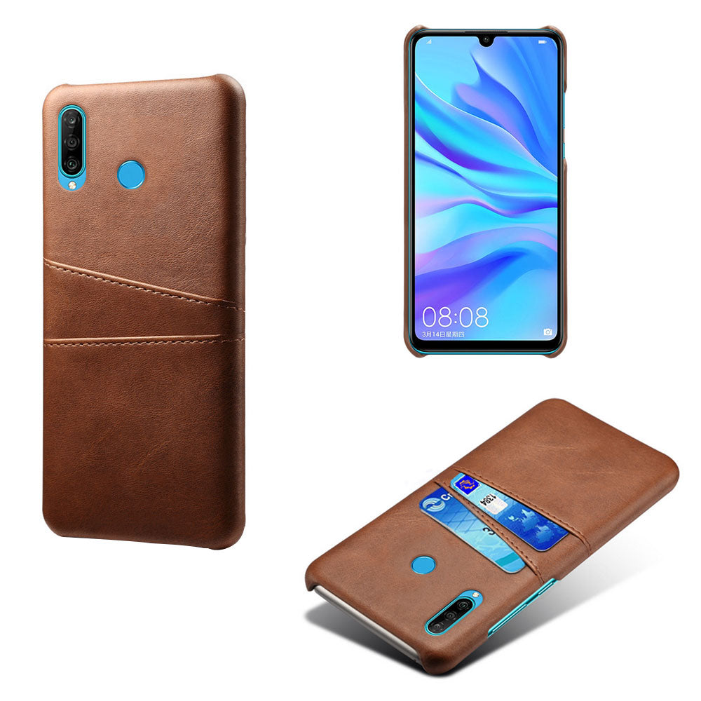 For Huawei P30 Lite / nova 4e PU Leather Coated PC Mobile Casing with Dual Card Slots
