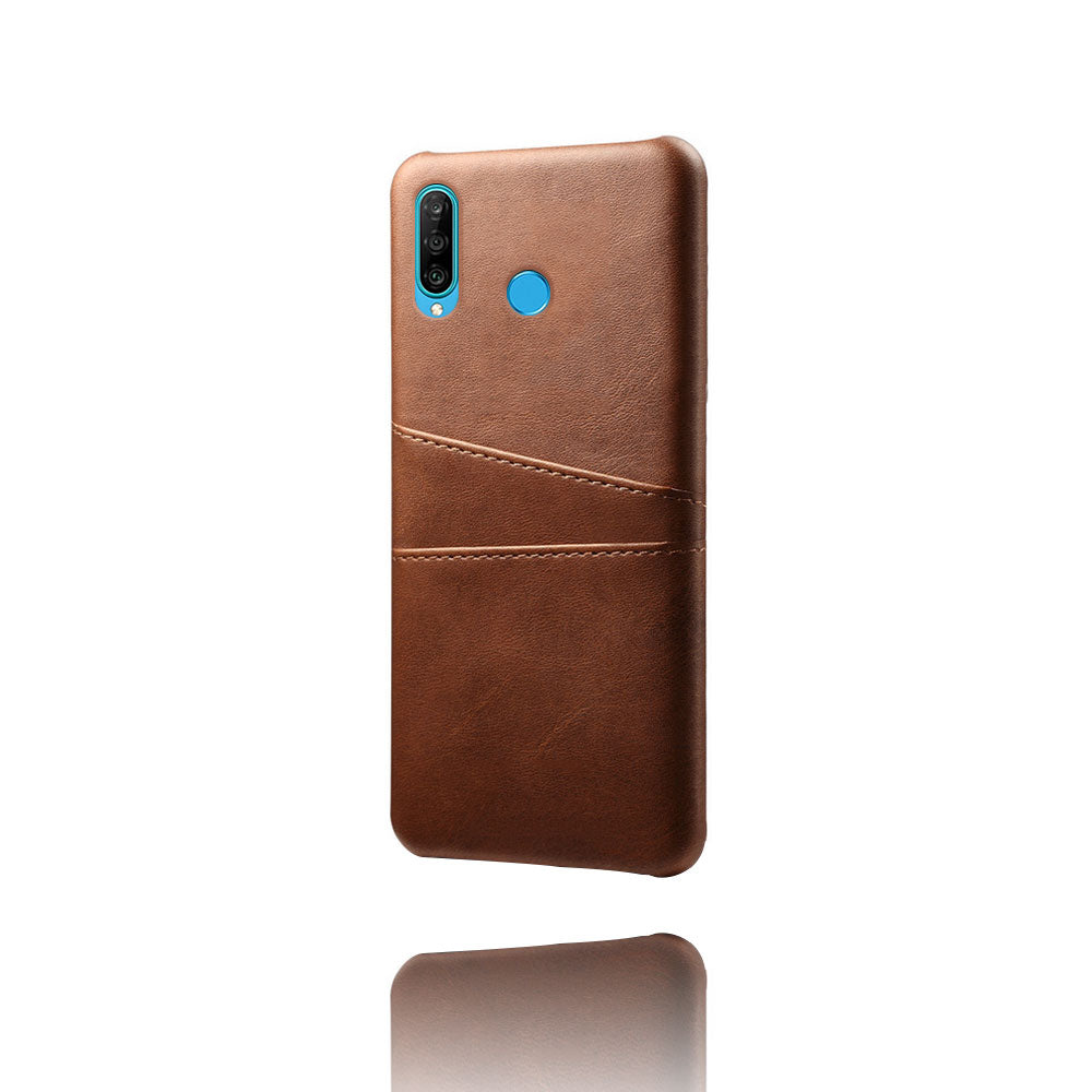 For Huawei P30 Lite / nova 4e PU Leather Coated PC Mobile Casing with Dual Card Slots