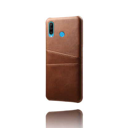 For Huawei P30 Lite / nova 4e PU Leather Coated PC Mobile Casing with Dual Card Slots
