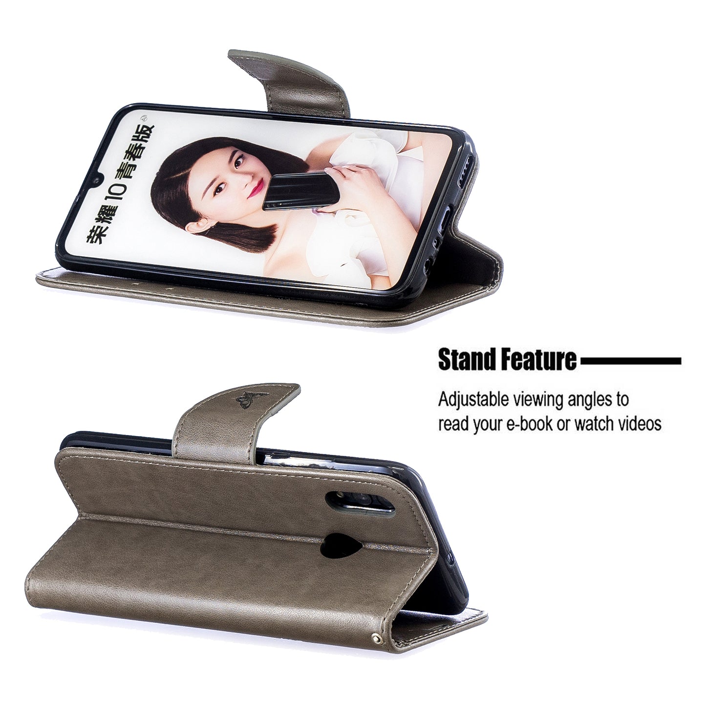 For Huawei P Smart (2019) / Honor 10 Lite PU Leather Imprint Butterflies Phone Case