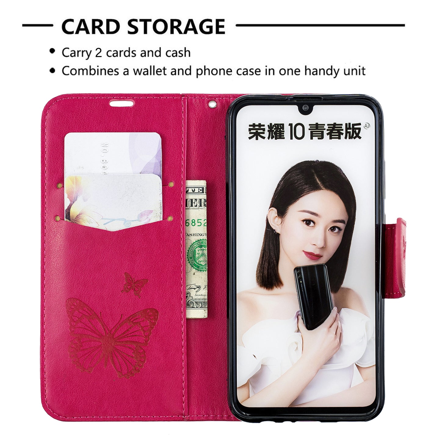 For Huawei P Smart (2019) / Honor 10 Lite PU Leather Imprint Butterflies Phone Case